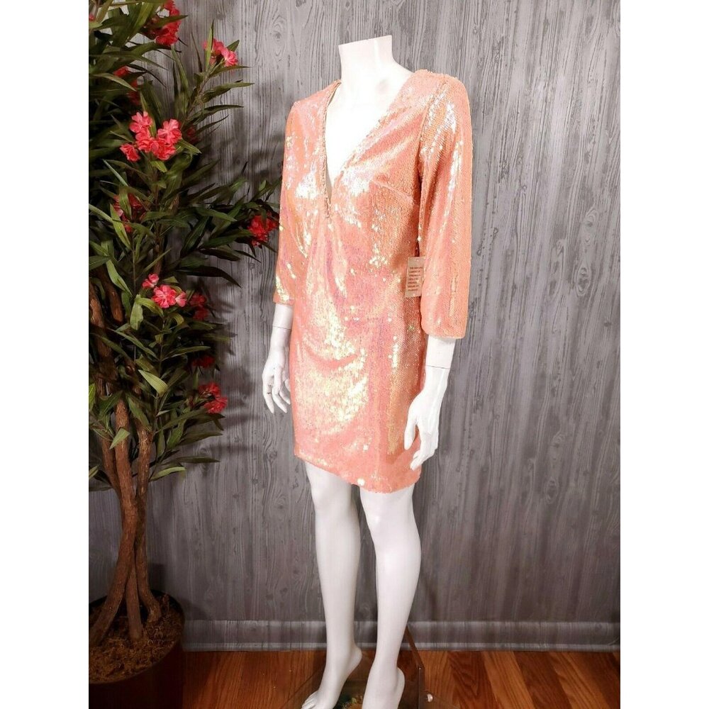 Venus Sexy Mermaid Iridescent Sequin Cocktail Dress Peach Party wedding New Year